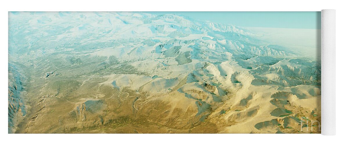 Mount Whitney Yoga Mat featuring the digital art Mount Whitney Sierra Nevada 3D Render Topographic Map Horizon by Frank Ramspott