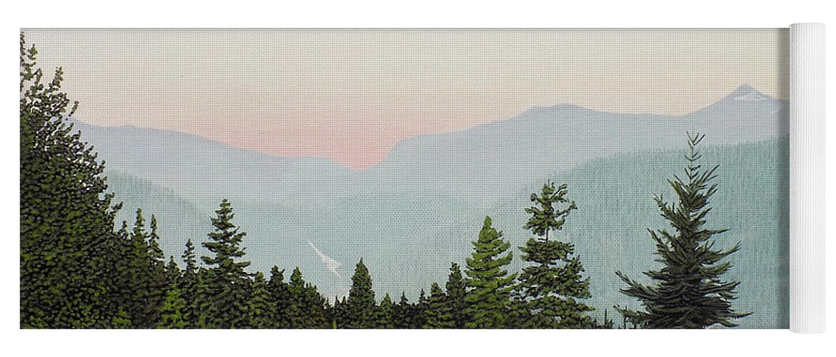 Mountains Yoga Mat featuring the painting Mountain Dusk by Kenneth M Kirsch