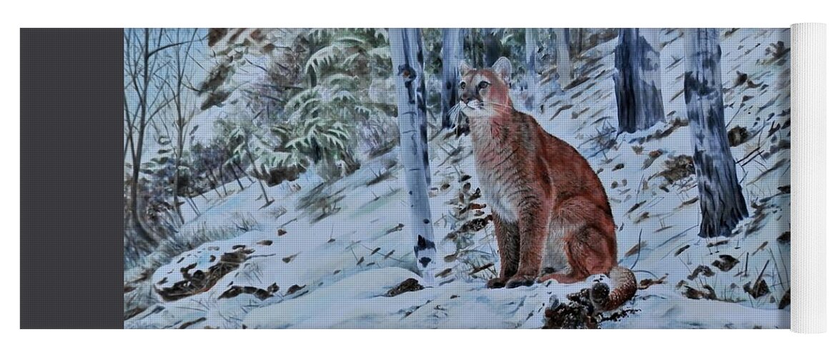 Mountain Lion Yoga Mat featuring the painting Mountain Lion by John Neeve