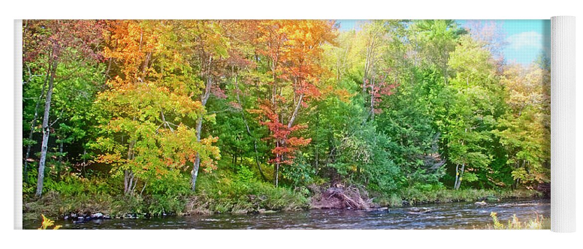 Color Yoga Mat featuring the photograph Mountain Stream in Early Autumn by A Macarthur Gurmankin