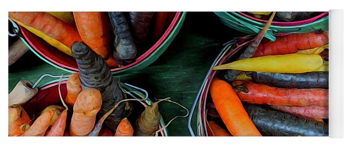Brushstroke Yoga Mat featuring the photograph Multi Colored Carrots in Baskets by Jori Reijonen