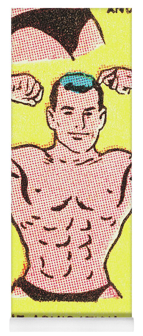 Adult Yoga Mat featuring the drawing Muscle man by CSA Images