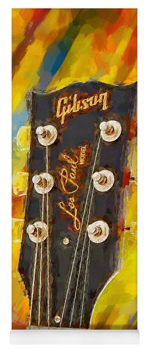 Abstract Yoga Mat featuring the painting Music - Gibson Les Paul by Stefano Senise