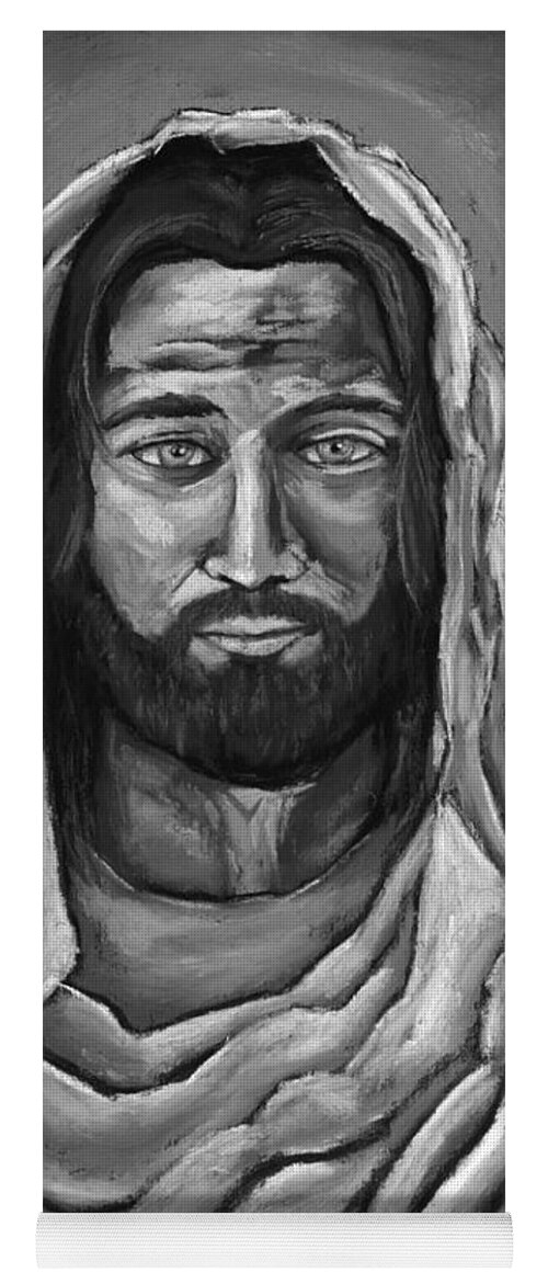 Jesus Yoga Mat featuring the painting My Lord And Savior - Black and White by David Hinds