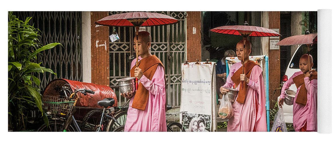 Nuns Yoga Mat featuring the photograph Myanmar Buddhist Nuns by Joshua Van Lare