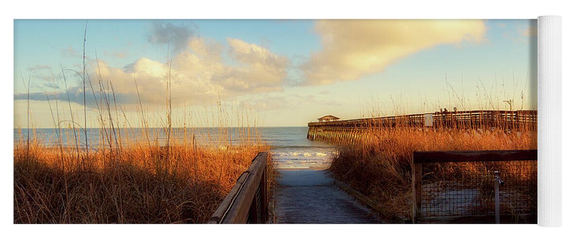 Scenic Yoga Mat featuring the photograph Myrtle Beach State Park Pier by Kathy Baccari
