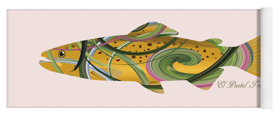 Trout Yoga Mat featuring the digital art Mystic Trout Series- El Pastel Trout by Whispering Peaks Photography