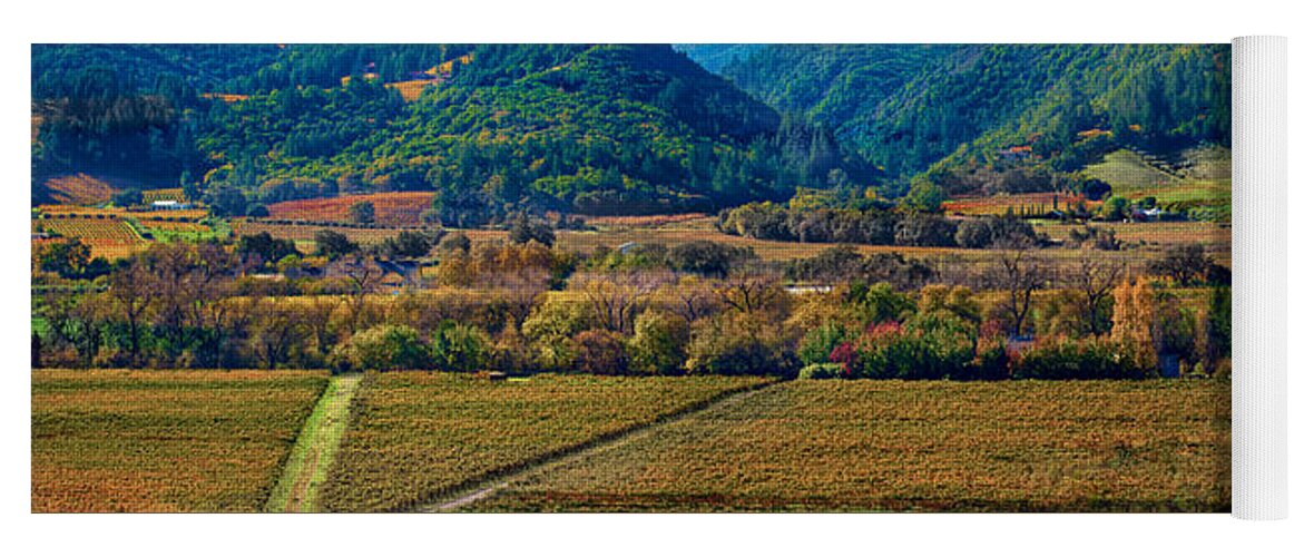 Panoramic Yoga Mat featuring the photograph Napa Valley wine road panoramic by Patricia Dennis