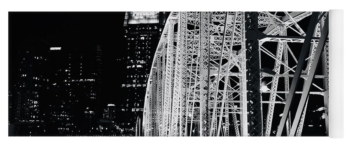 Bridges Yoga Mat featuring the photograph Nashville Pedestrian Bridge in Monchrome by Jack Riordan