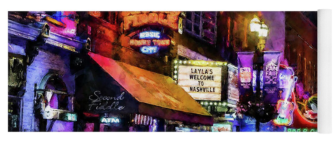 Nashville Yoga Mat featuring the painting Nashville, Tennessee - 08 by AM FineArtPrints