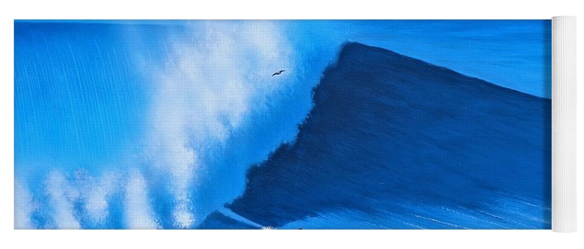 Surfing Yoga Mat featuring the painting Nazare Portugal 11-08-2017 by John Kaelin