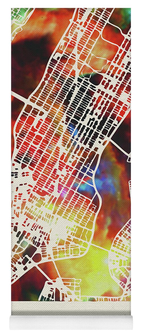 New York City Yoga Mat featuring the mixed media New York City Street Map Watercolor by Design Turnpike
