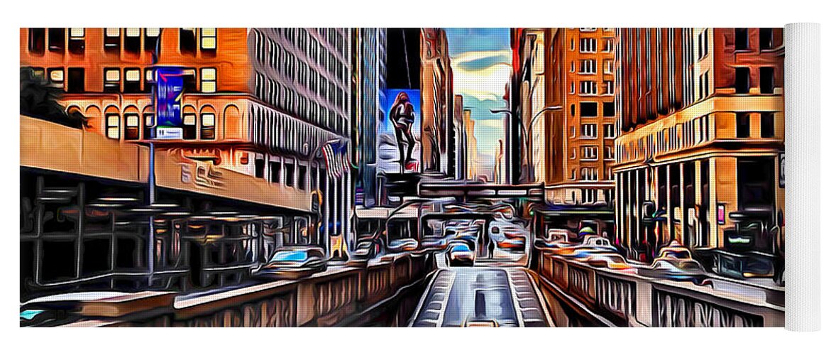 New York Yoga Mat featuring the digital art New York by Stephen Younts