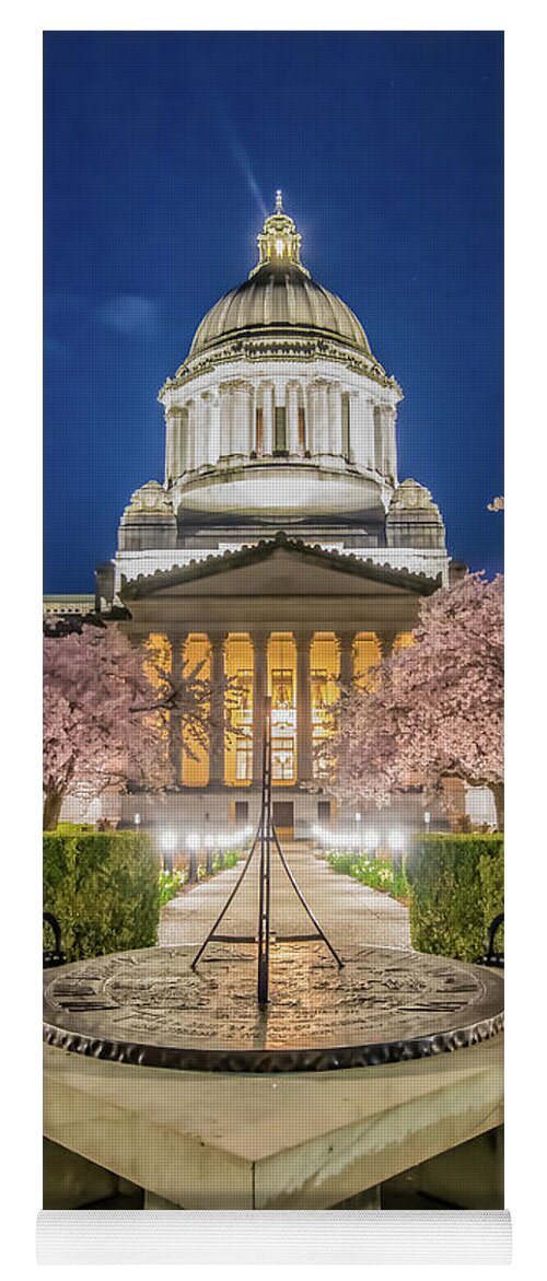 Olympia Yoga Mat featuring the photograph Night at the Capitol by Judi Kubes
