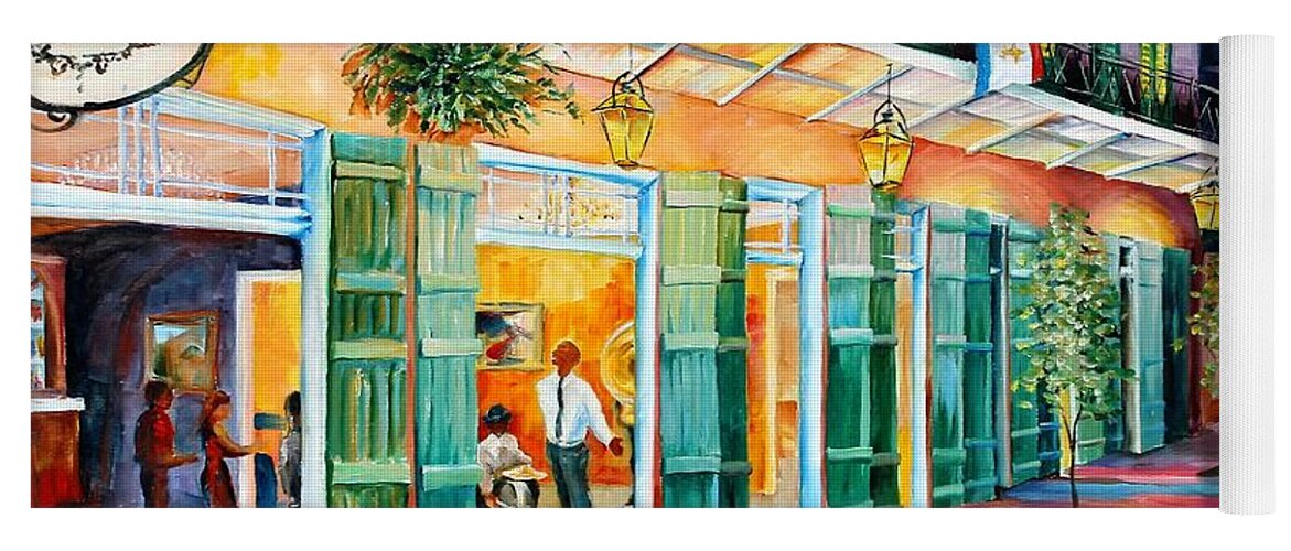New Orleans Yoga Mat featuring the painting Night at the Royal Frenchmen by Diane Millsap