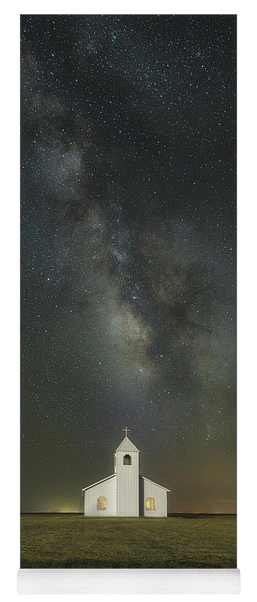 Milky Way Yoga Mat featuring the photograph Nighttime at The Chapel Revisited by James Clinich