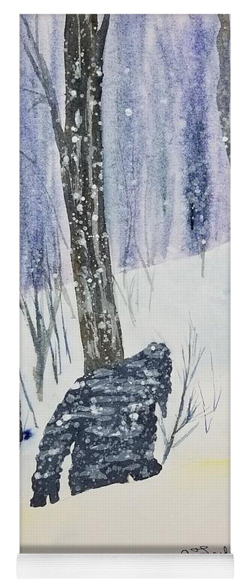 Winter Yoga Mat featuring the painting Not in my backyard by Ann Frederick