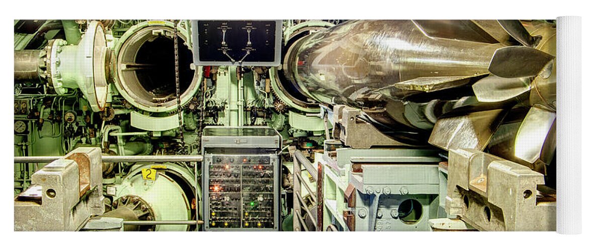 Nuclear Submarine Torpedo Room Yoga Mat featuring the photograph Nuclear submarine torpedo room by Weston Westmoreland
