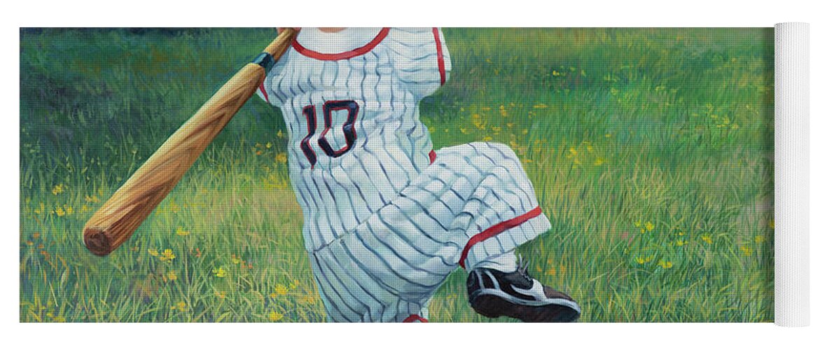 Baseball Yoga Mat featuring the painting Number 10 by Laurie Snow Hein