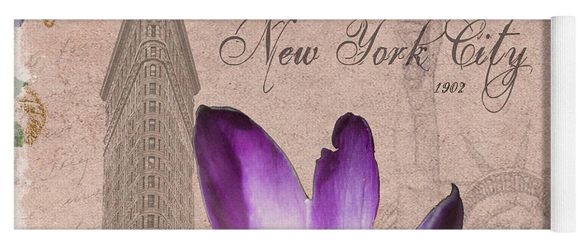 New York Yoga Mat featuring the mixed media New York City 1902 by Alison Frank