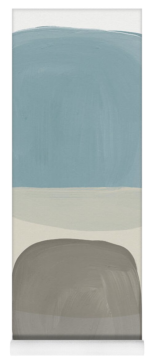 Beach Yoga Mat featuring the painting Ocean Stones 1- Modern Art by Linda Woods by Linda Woods