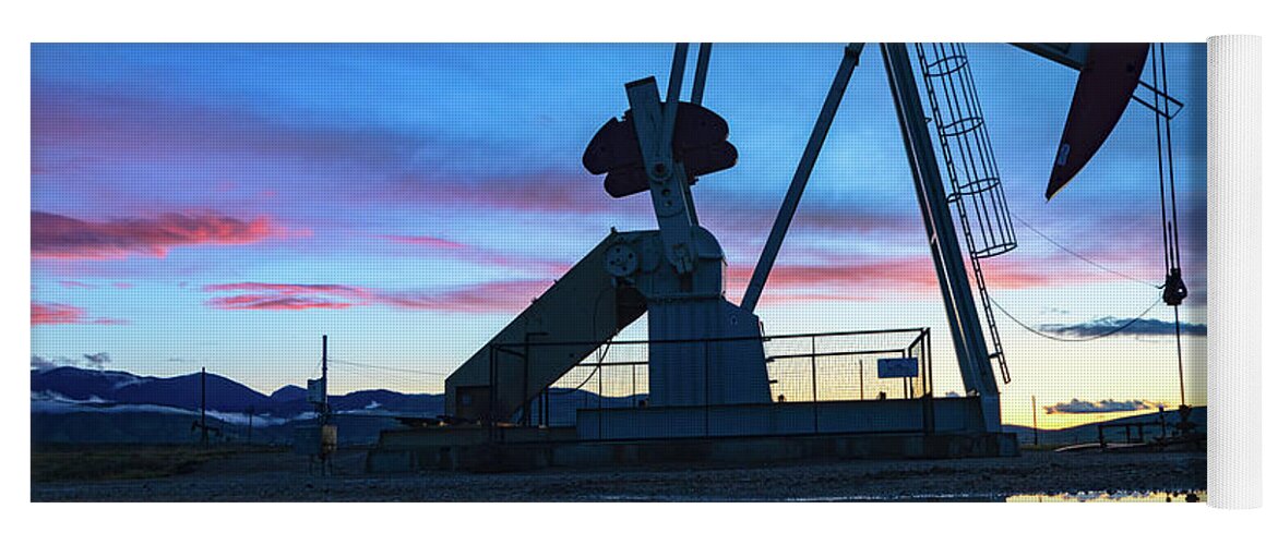 Sunset Yoga Mat featuring the photograph Oilfield by Dan McGeorge