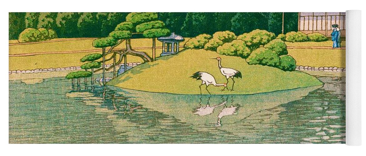 Kawase Hasui Yoga Mat featuring the painting okayama kourakuen - Digital Remastered Edition by Kawase Hasui