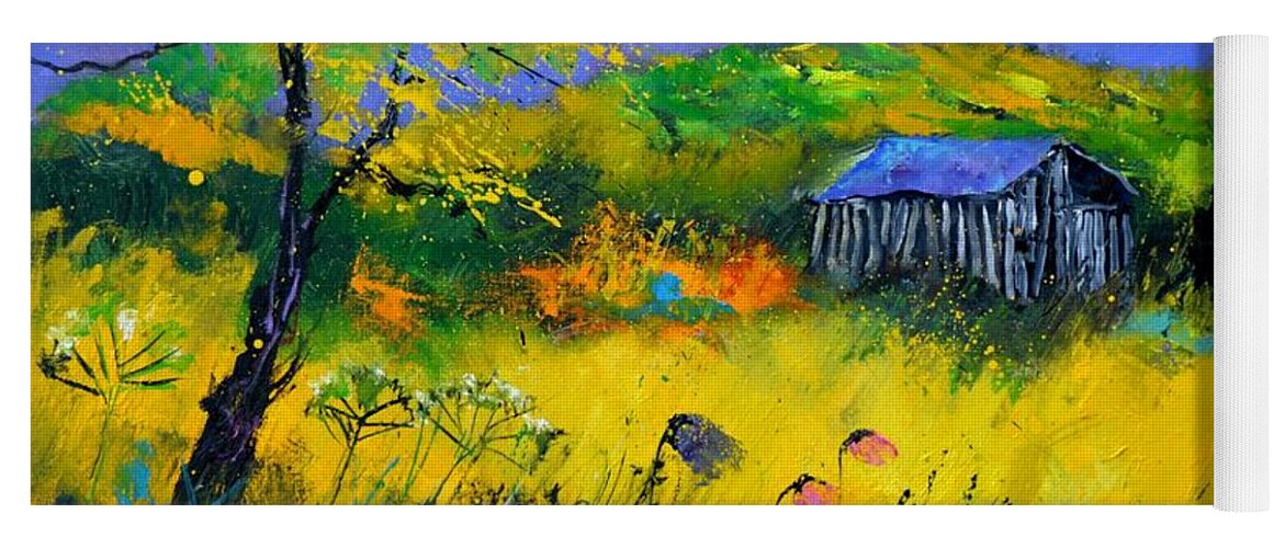 Landscape Yoga Mat featuring the painting Old barn in summer by Pol Ledent