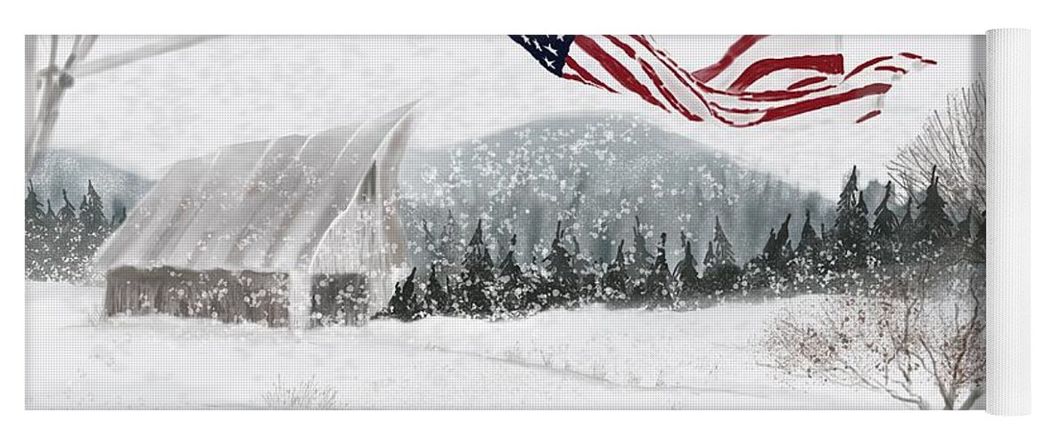 Old Glory Yoga Mat featuring the digital art Old Glory in the Snow by Joel Deutsch