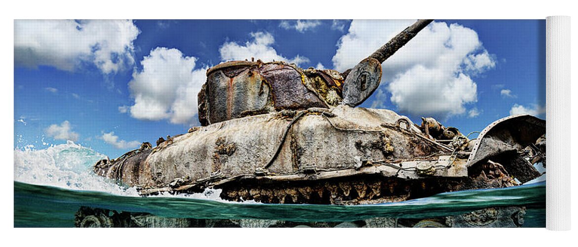 M4 Yoga Mat featuring the photograph Omaha Beach DD Sherman Tank by Weston Westmoreland