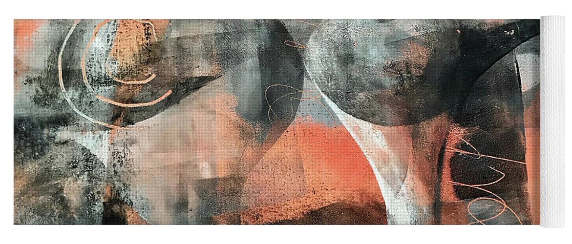 Abstract Yoga Mat featuring the painting Orange and Black by Christine Chin-Fook