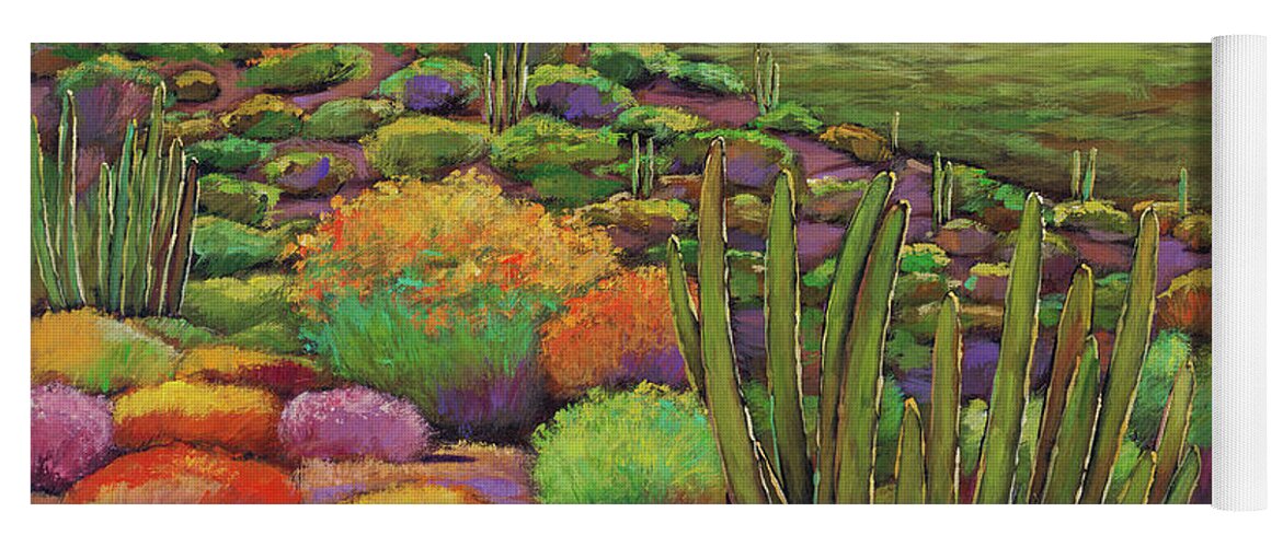Desert Landscape Yoga Mat featuring the painting Organ Pipe by Johnathan Harris