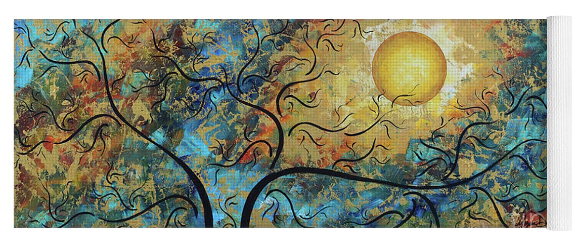 Original Yoga Mat featuring the painting Original MADART Metallic Gold Abstract Landscape Moon Painting BREATHTAKING by Megan Duncanson by Megan Aroon