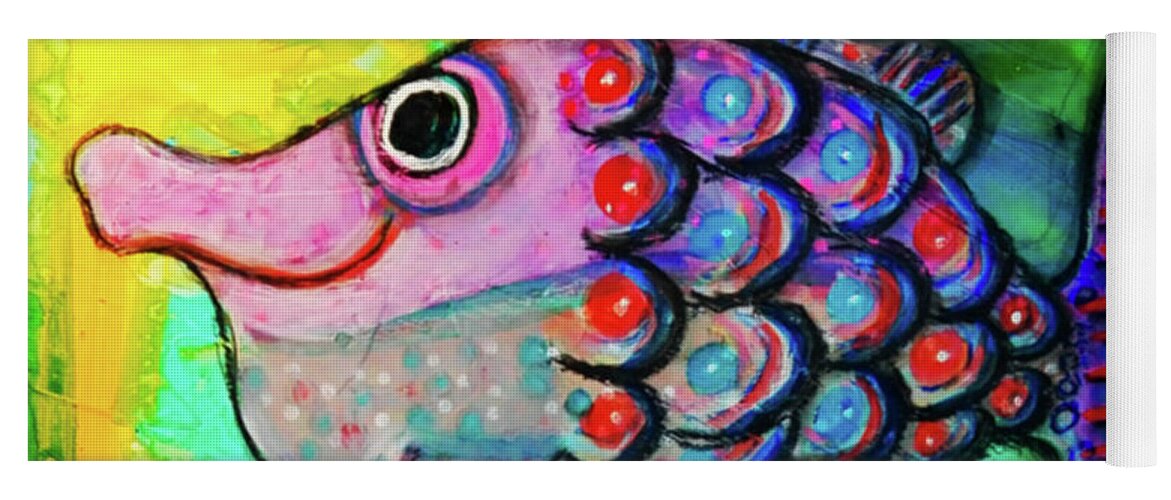 Fish Yoga Mat featuring the mixed media Oscar The Nosefish by Mimulux Patricia No