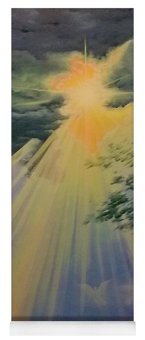 Prophetic Yoga Mat featuring the painting Out of Darkness HIS Light Shall Shine by Cheryl Fecht