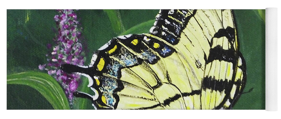 Painting Yoga Mat featuring the painting pa75 Yellow Swallowtail by Lizi Beard-Ward