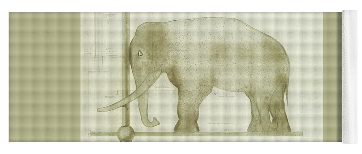 Elephant Yoga Mat featuring the drawing Pachyderm House, Philadelphia Zoo, detail of weather vane by Paul Philippe Cret