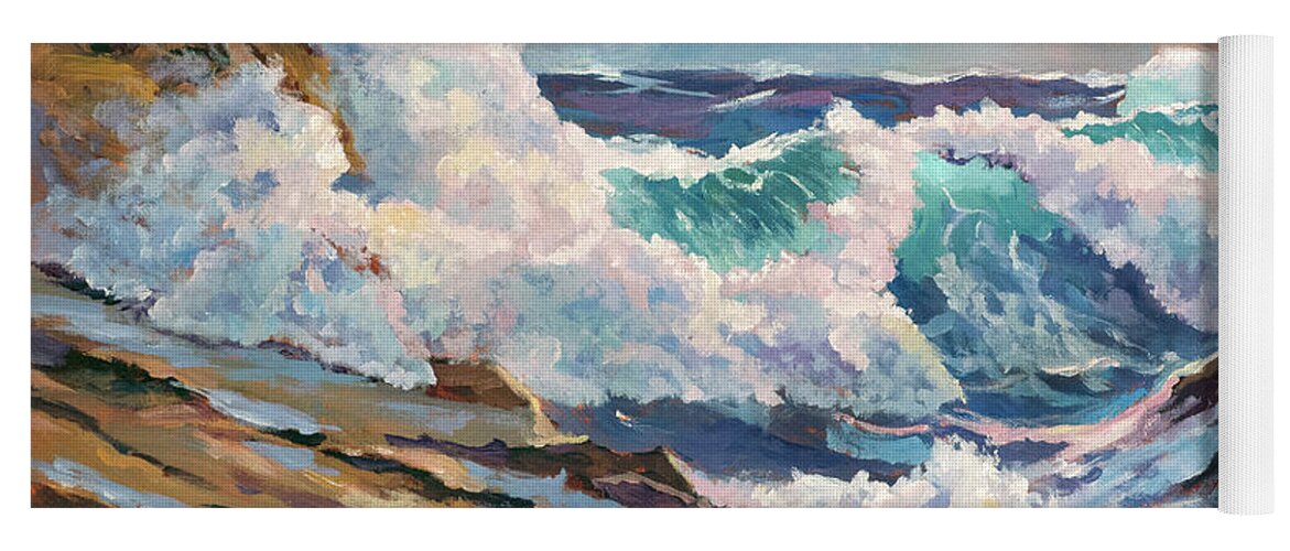 Seascape Yoga Mat featuring the painting Pacific Storm by David Lloyd Glover