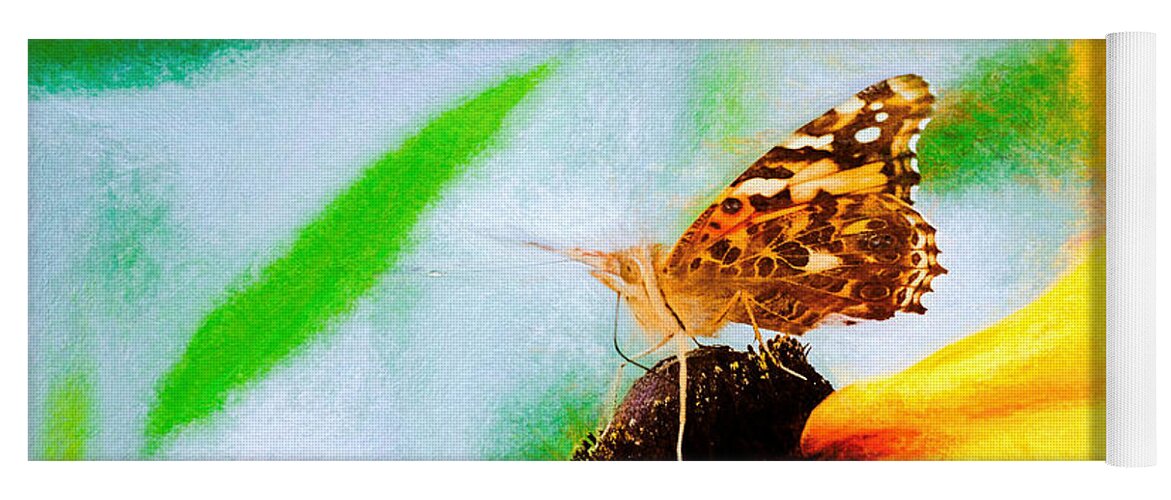 Cosmopolitan Yoga Mat featuring the photograph Painted Lady Butterfly Colorful Chalk by Don Northup