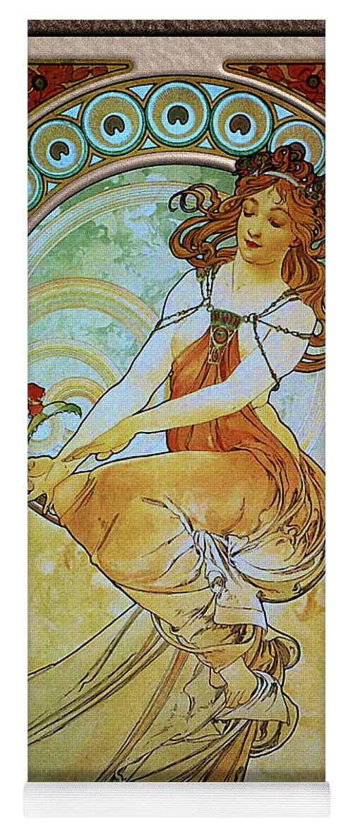 Painting Yoga Mat featuring the painting Painting by Alphonse Mucha by Rolando Burbon