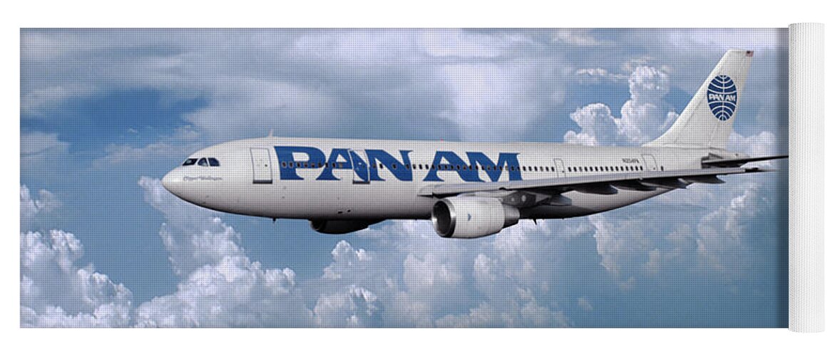Pan American World Airways Yoga Mat featuring the mixed media Pan American Airbus A300B4-203 by Erik Simonsen
