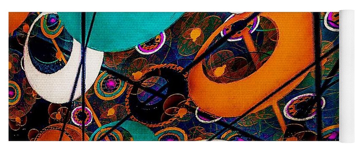 Patterned Rings Abstract Yoga Mat featuring the digital art Patterned Rings Abstract Art by Laurie's Intuitive