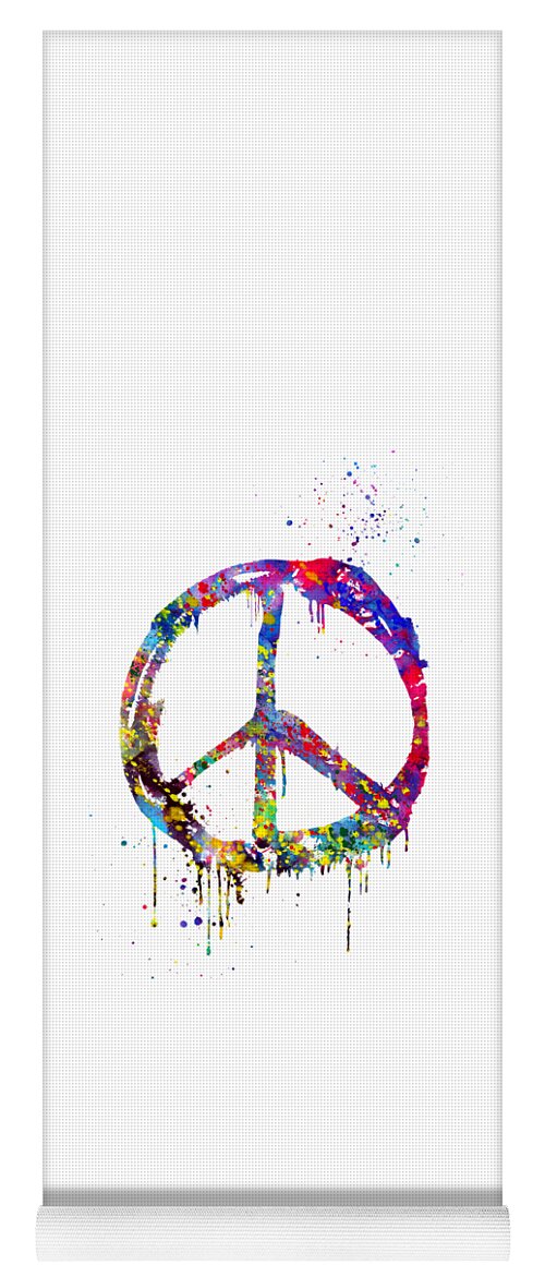 Peace Sign Yoga Mat featuring the digital art Peace Sign-colorful by Erzebet S