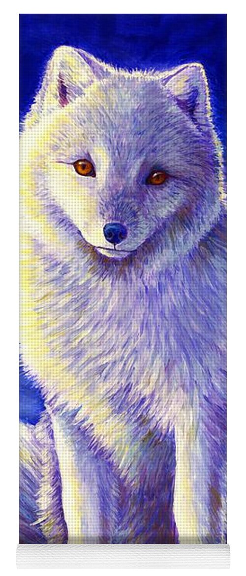 Arctic Fox Yoga Mat featuring the painting Peaceful Winter Arctic Fox by Rebecca Wang