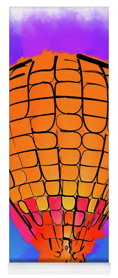 Hot-air Yoga Mat featuring the digital art Peach Hot Air Balloon Night Glow Watercolor by Kirt Tisdale