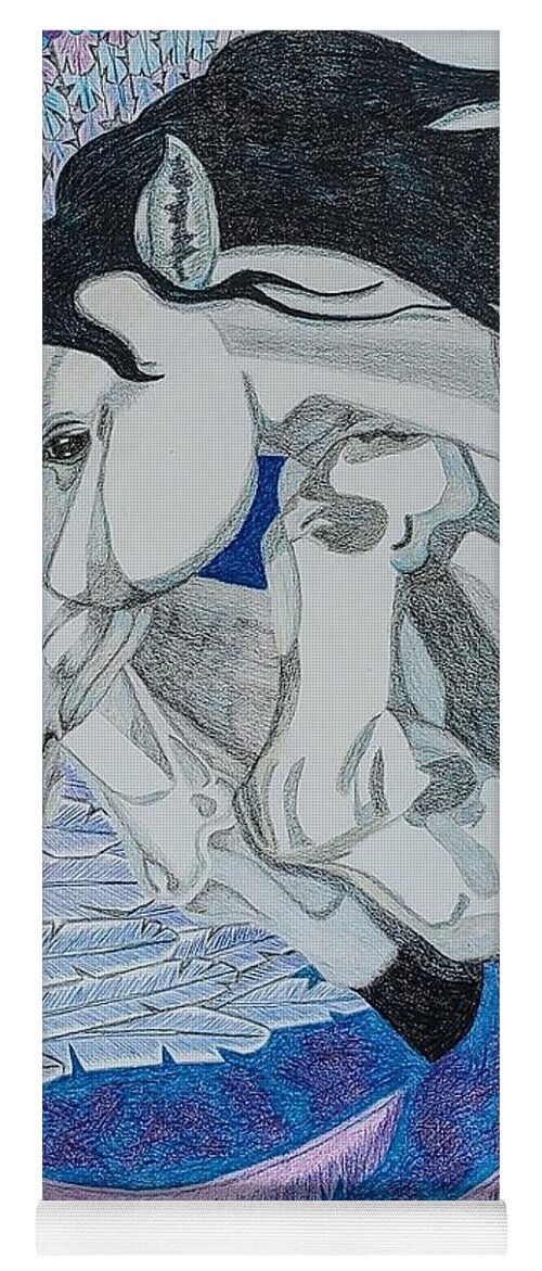 Horse Yoga Mat featuring the drawing Pegasus by Equus Artisan