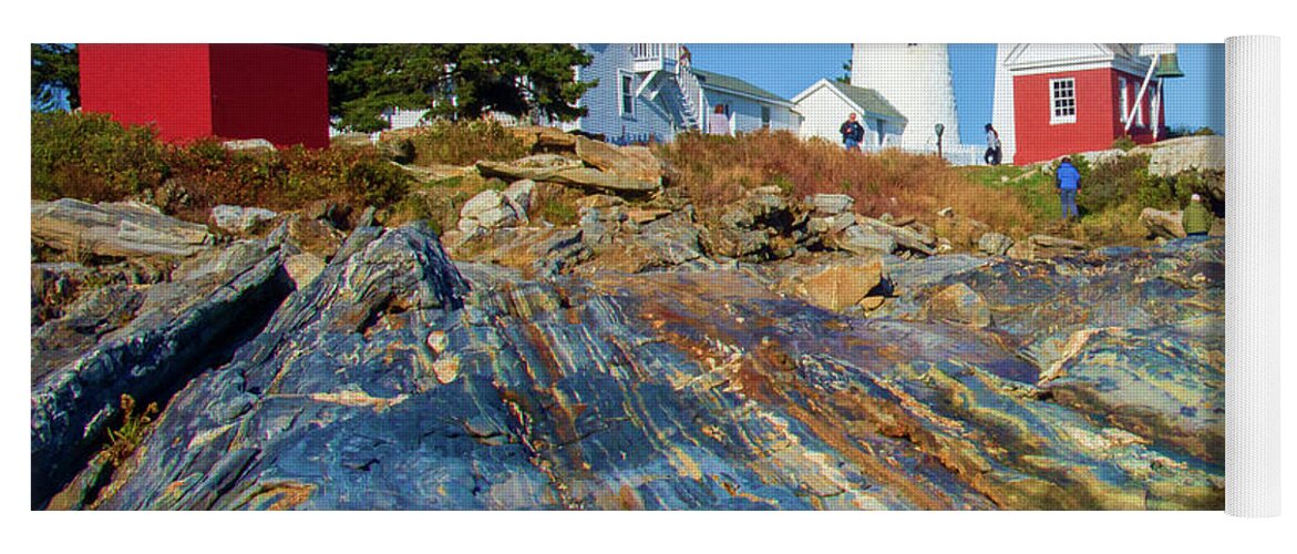 Maine Yoga Mat featuring the photograph Pemaquid Point Lighthouse by Tim Kathka