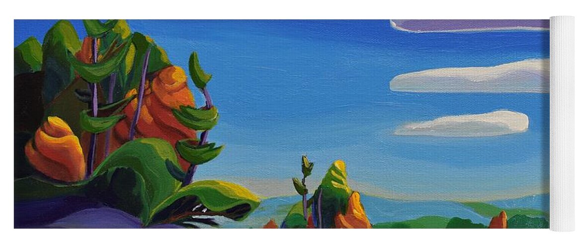 Painting Landscape Abstract Parks Camping Holiday Summer Perfect Yoga Mat featuring the painting Perfect Day by Barbel Smith