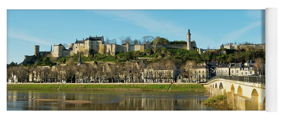 Chateau Yoga Mat featuring the photograph Picturesque France - Chinon by Seeables Visual Arts