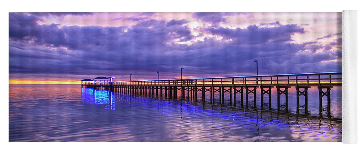 Sunrise Yoga Mat featuring the photograph Pier Blues 3 by Christopher Rice